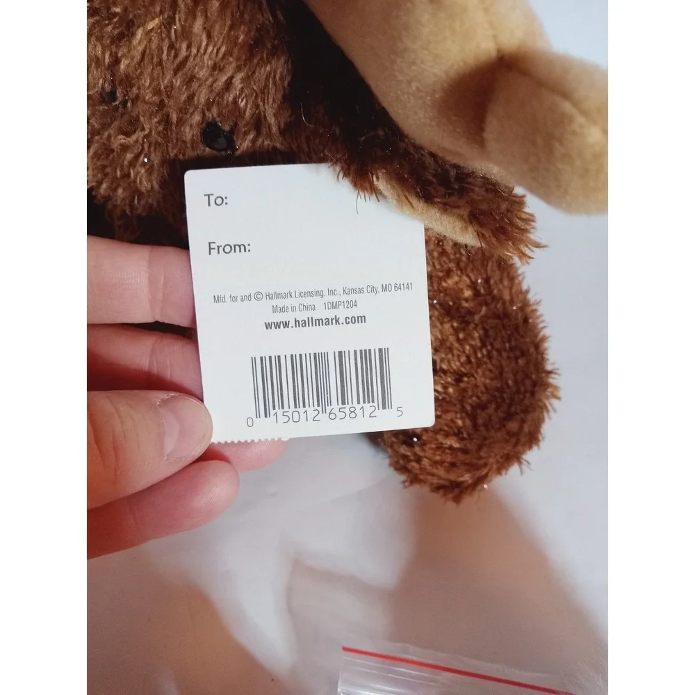 Hallmark Cards Plush Comet Reindeer Brown Sparkly Jingle Bell 9
